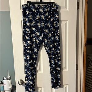 LuLaRoe Mickey Mouse Blue and White Leggings Tall & Curvy